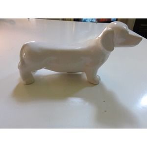 new‎ unused Isaac Jacobs Daschund Dog White Figurine 8"